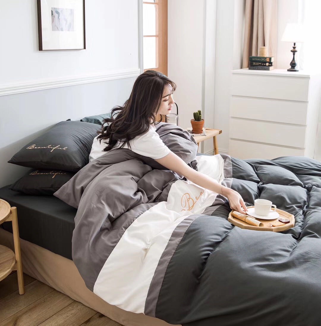 Bộ Chăn Ga Gối Cao Cấp Cotton TiCi phối (1 bộ gồm 1 ga 2 vỏ gối 1 vỏ chăn có khóa kéo)