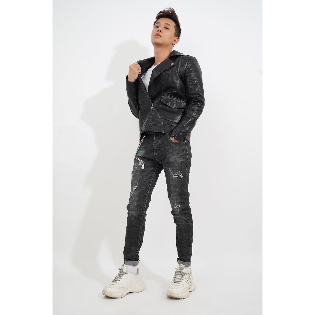 CELEB Quần Jean Nam Xám Đen Rách