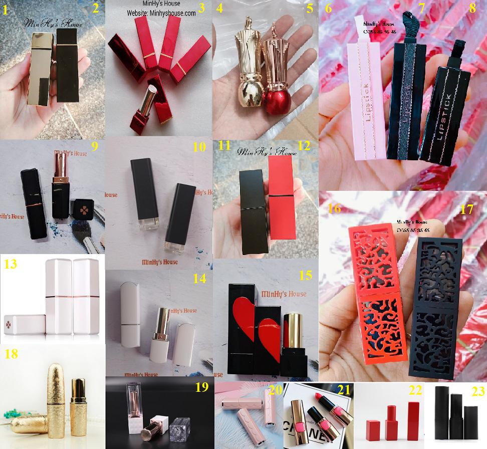 2 Vỏ son sáp vuông, bóng dây lipstick (nguyên liệu làm son handmade)