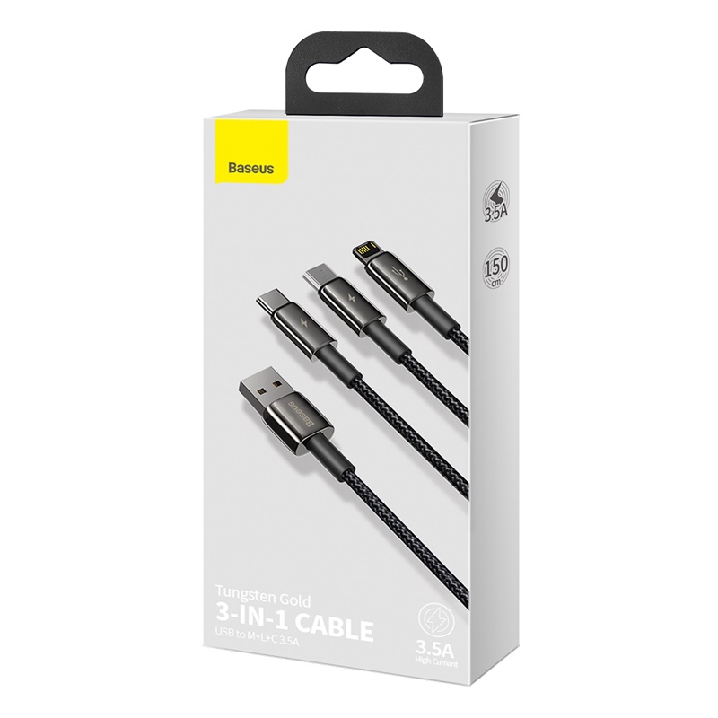 [BẢO HÀNH 12 THÁNG] Cáp sạc nhanh 3in1 USB type C-lightning-Micro BASEUS cho iPhone Samsung Micro USB Android Mobile Phone Cable/ Huawei Xiaomi USB C