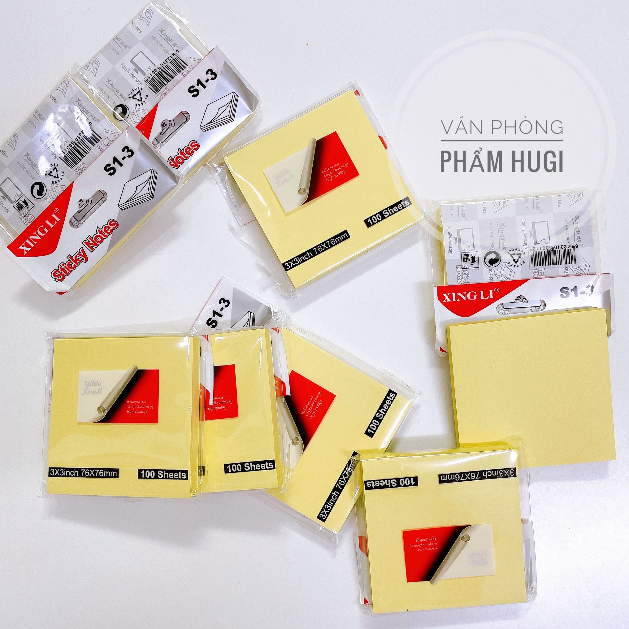 Giấy notes vàng hình vuông (76x76mm) xấp gồm 100 tờ