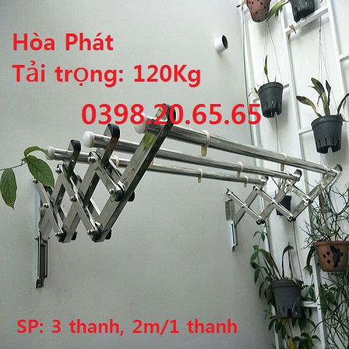 Giàn phơi gắn tường INOX 2m Loại dày