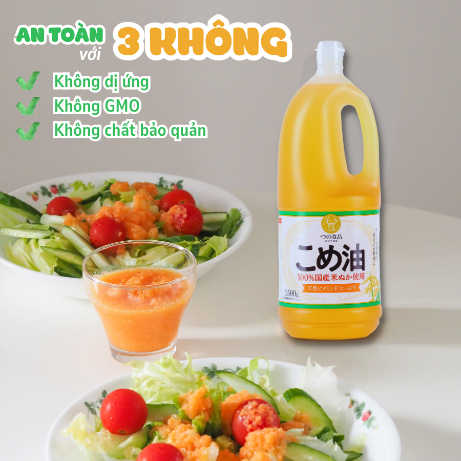 Dầu ăn gạo lứt quốc sản Nhật Bản 1500g (1636ml) Tsuno - Hachi Hachi Japan Shop