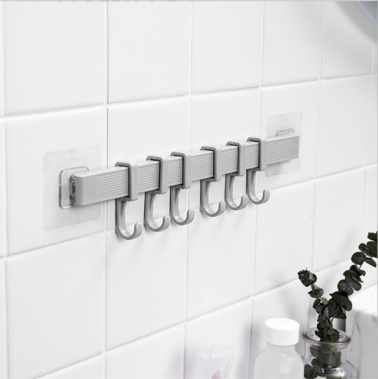 Thanh treo đồ 6 móc dán tường (Màu ngẫu nhiên)