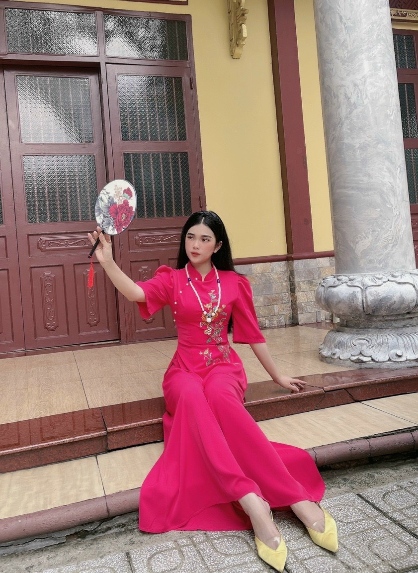 Đồ Lam Đi Chùa # Mẫu lụa sẫm cúc ngọc # Quần Áo Nữ