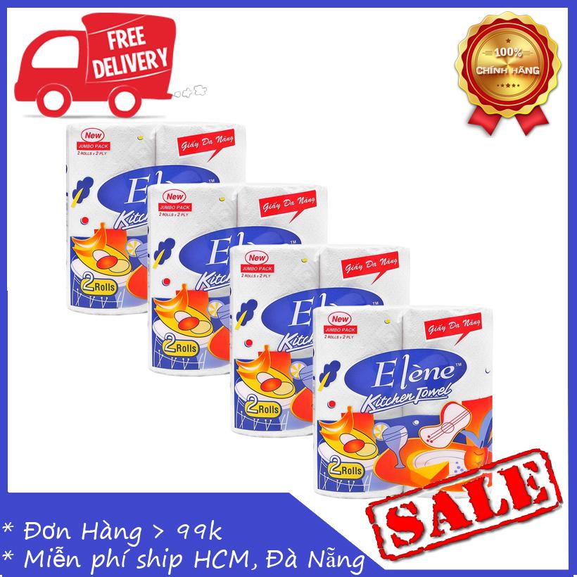 Combo 4 lốc Khăn bếp đa năng Elène 2 cuộn (2lớp)