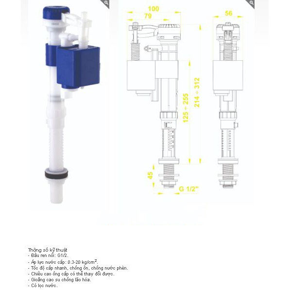 [HCM]Van cấp nước bồn cầu Hùng Anh WS08 (Cụm cấp 3 Win)