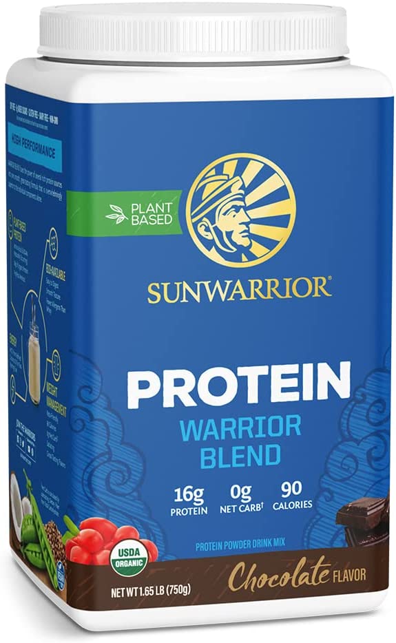 Sunwarrior - Warrior Blend, Plant Based, Raw Vegan Protein Powder with Peas & Hem.p, Chocolate, 30 Servings, 26.4 Ounce