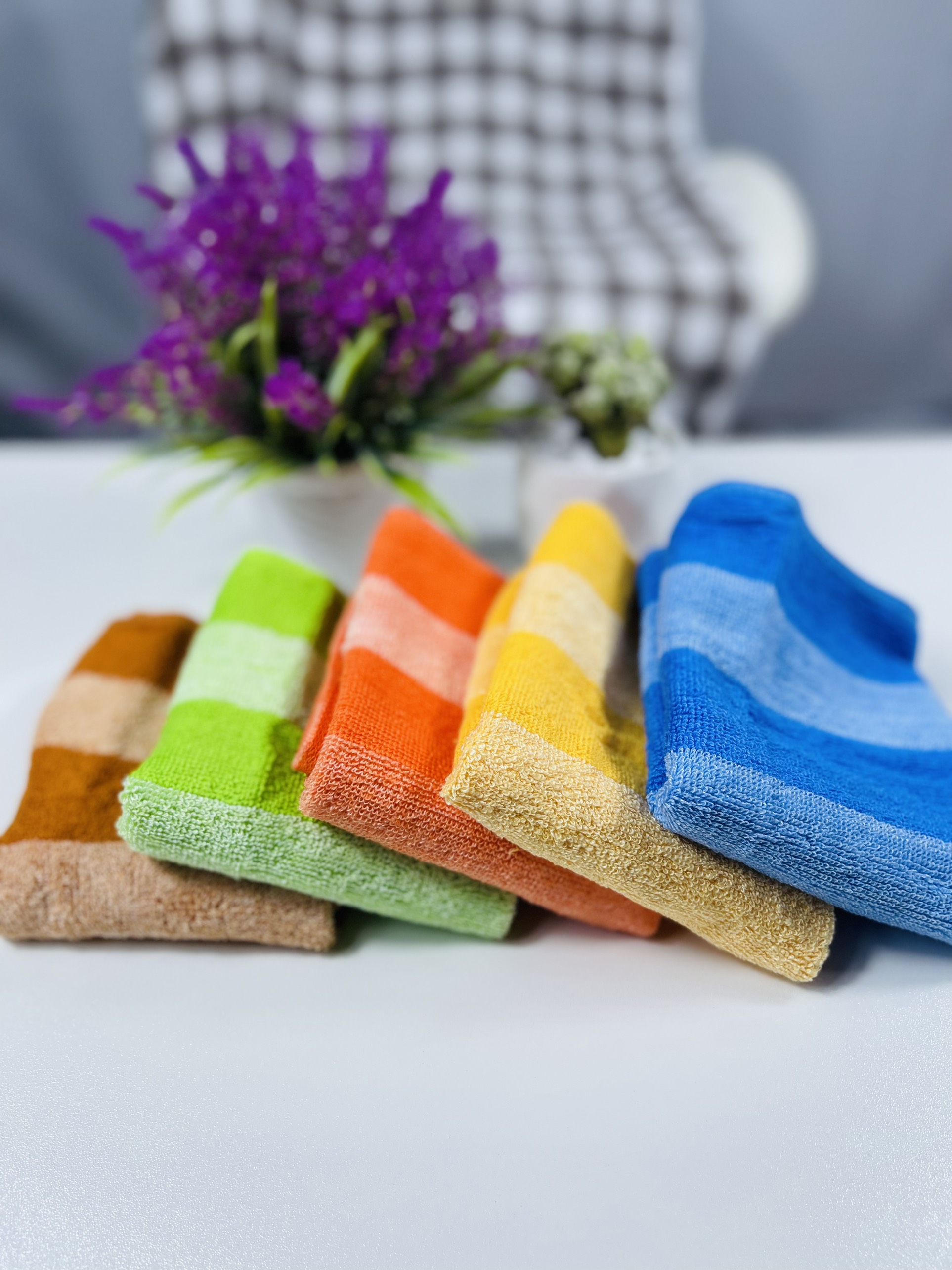 Khăn mặt kẻ sọc cotton Tân Thịnh, KT 30x50cm