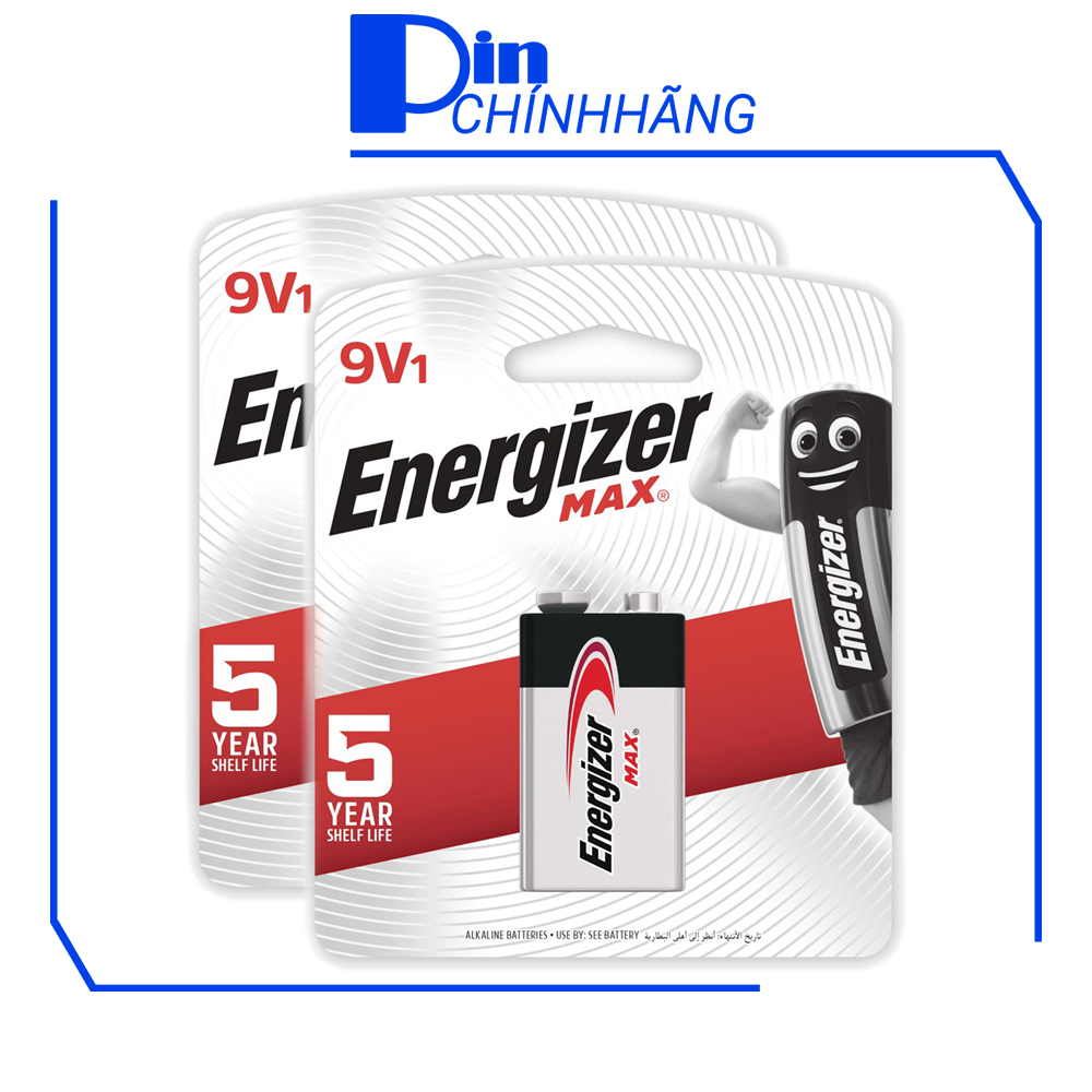 2 Pin Energizer 9V Alkaline không sạc dùng cho các thiết bị đo, micro không dây, máy cassette