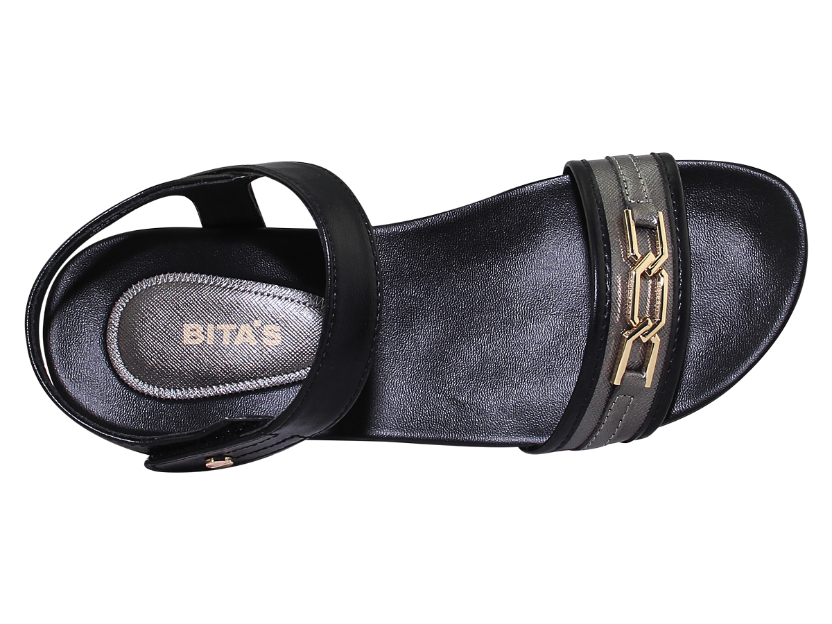 Sandal đế bằng nữ Bita's SYN.269 (Đen xanh lá + Đen xám + Kem)