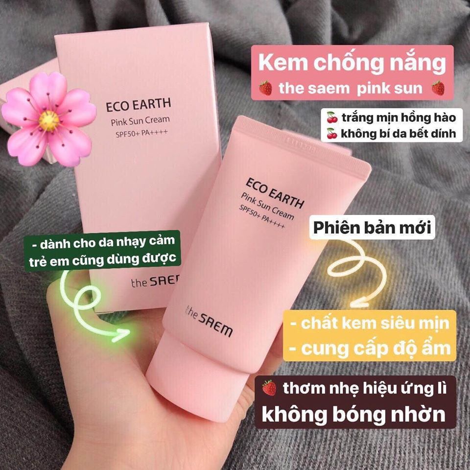 [HCM][Mẫu Mới 2020] Kem Chống Nắng the SAEM Eco Earth Power Sun Cream SPF50+ PA++++