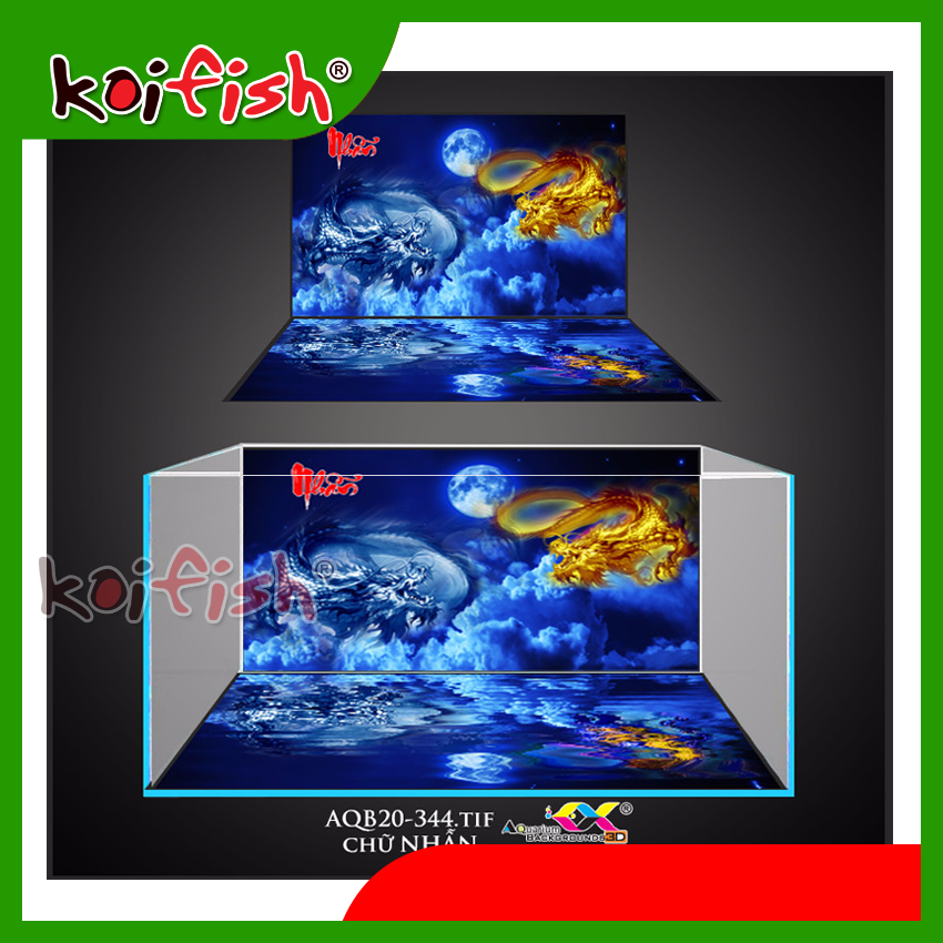 Tranh 3d Koifish, tranh bộ lưng đáy Aqb20-344, lưng 80x50cm, đáy 80x40cm, sự lựa chọn hoàn hảo của bạn