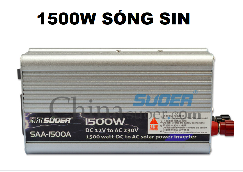 Bộ chuyển đổi điện 1500w 12v lên 220v hãng suoer-saa-1500a