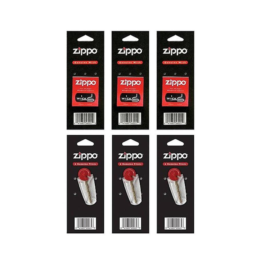 {HOT} Bộ Sản Phẩm 3 Bấc và 3 Đá Bật lửa Zippo Dành Cho Bật Lửa Xăng Đá