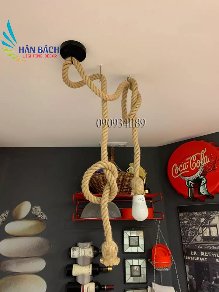 Đèn thả: Đèn thả dây thừng đôi mỗi dây 1m