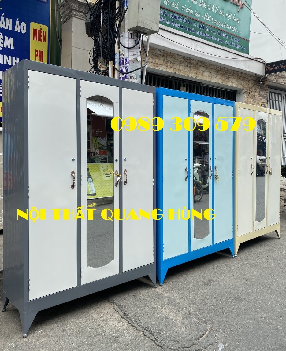 Tủ sắt quần áo 3 cánh lớn cao cấp hcm