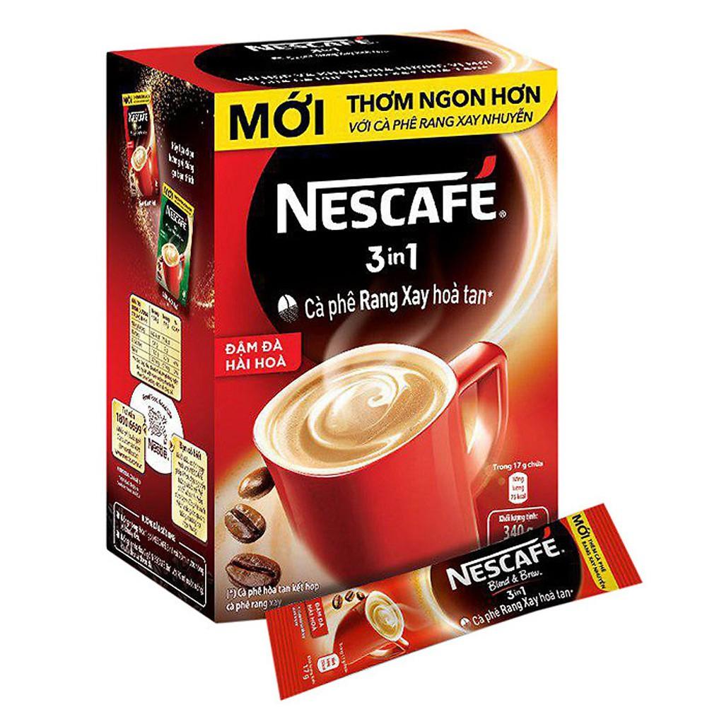 NESCAFÉ 3in1 Cà phê rang xay hòa tan Đậm vị cà phê - Hộp Đỏ 20 gói x 17g