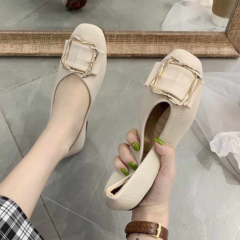 Giày búp bê nữ đế bệt khóa vuông cực xinh kèm clip