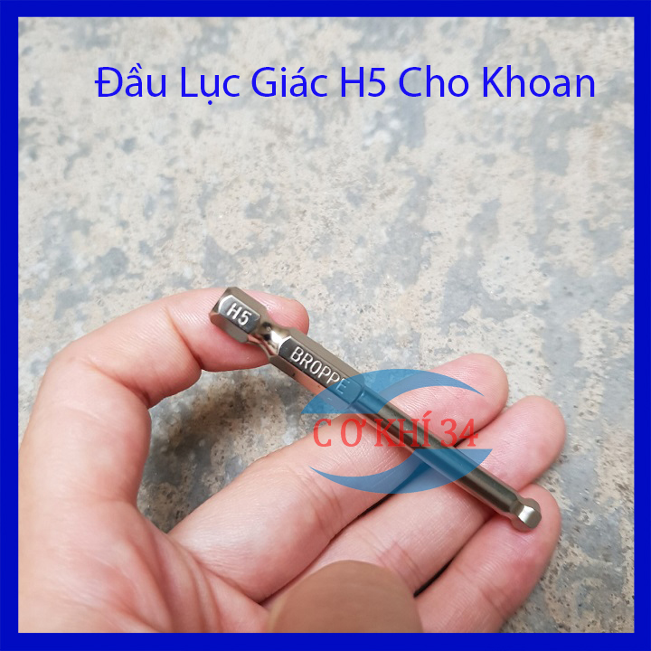 Mũi vít lục giác bi H5 cho khoan, máy bắn vít chuôi 6.35mm hãng BROPPE