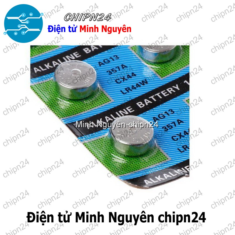 [2 viên] Pin cúc áo AG13 trong vỉ (LR44 LR44H 357A CX44 1.55V) - HH001780