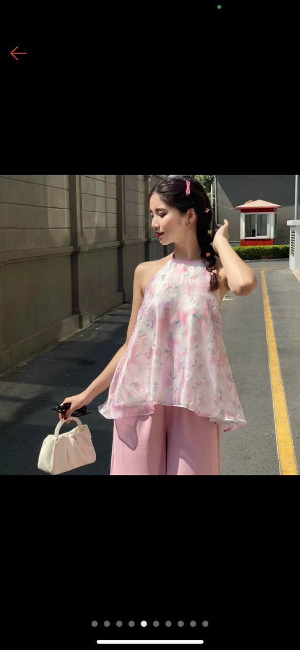 SET ÁO YẾM BUỘC DÂY LƯNG VÀ QUẦN LỤA