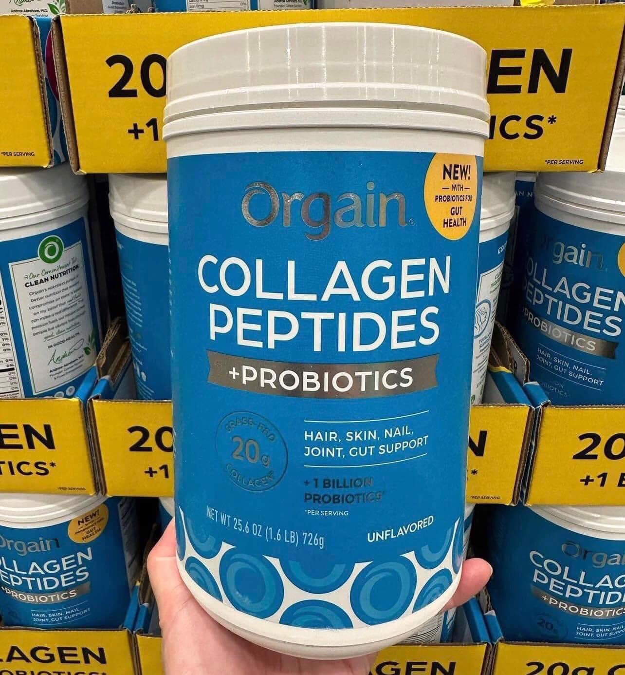BỘT COLLAGEN ORGAIN COLLAGEN PEPTIDES + PROBIOTICS 726G MỸ (Date 4.2024)