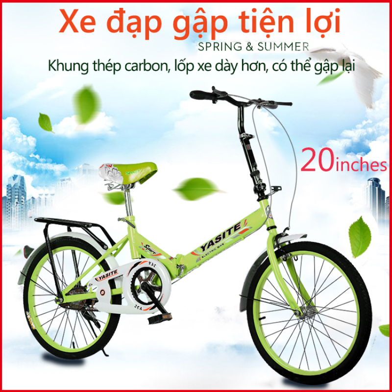 Mua Xe đạp 20 inch có thể gấp gọn 2 màu xanh lam xanh lá xe đạp cho thanh niển, người già TopOne2020