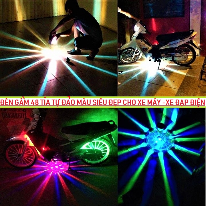 Bộ đèn gầm 48 tia trang trí xe máy ô tô 12v - 80v cực đẹp tự động đảo màu mẫu mới hàng cao câp