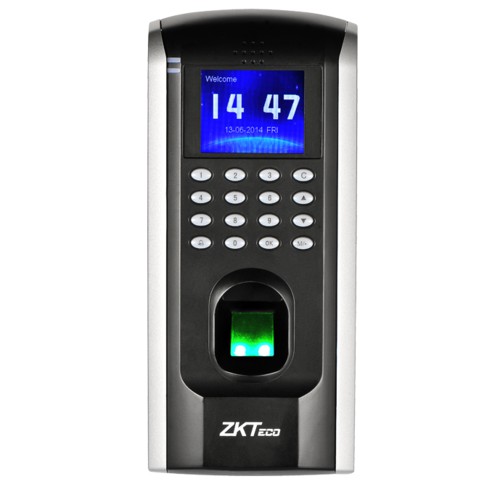 Máy chấm công Zkteco SF-200 màn hình hiển thị số, bàn phím số, cảm biến vân tay, thiết kế hiện đại, phù hợp văn phòng.