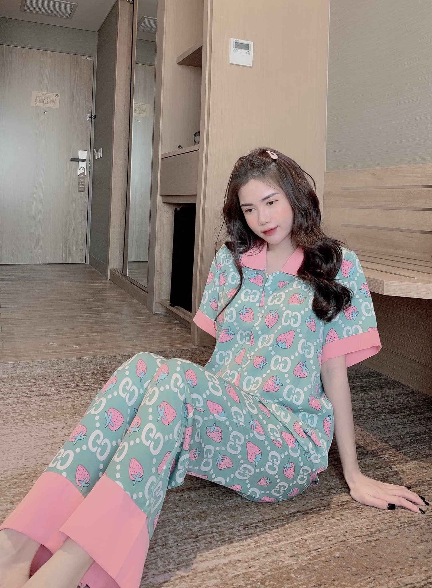 Bộ PIJAMA tay cộc quần dài chất Mango cao cấp