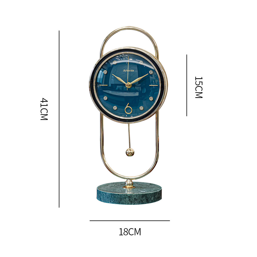 Đồng hồ quả lắc, Đồng hồ để bàn phong cách Mỹ, Chất liệu Đá cẩm thạch và Hợp kim đồng, sang trọng và bền đẹp Micoco