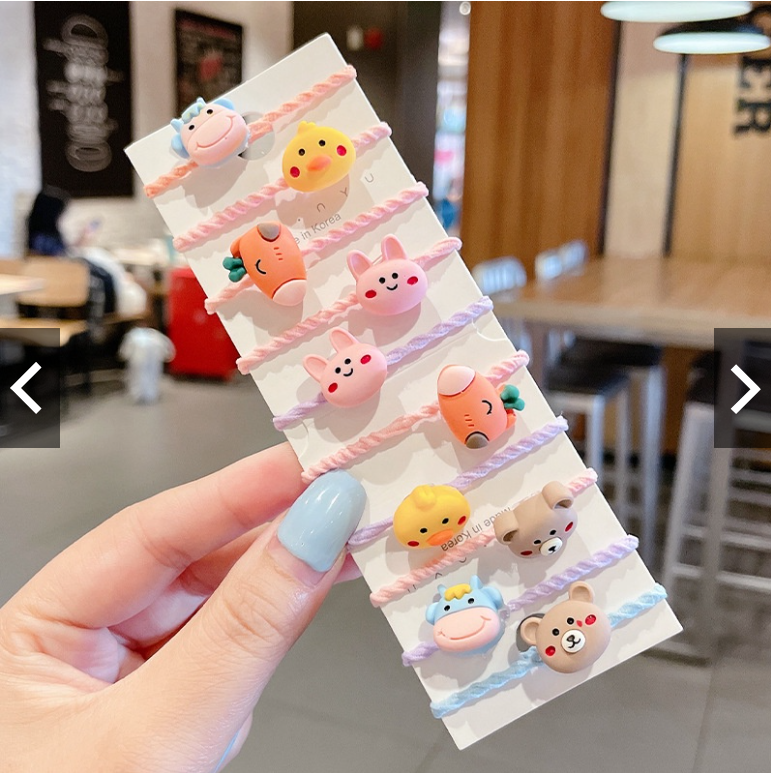 Dây buộc tóc cho bé (SET 10 dây) cột tóc họa tiết nhiều màu