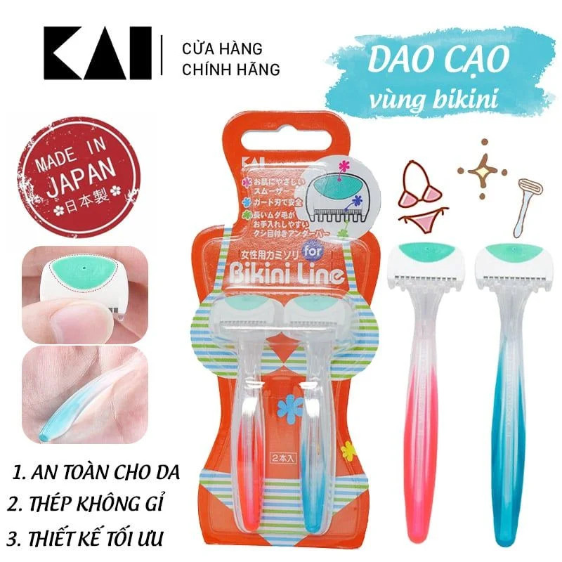 Set 2 dao cạo vùng kín Bikini KAI hàng Nhật Bản (Made in Japan)