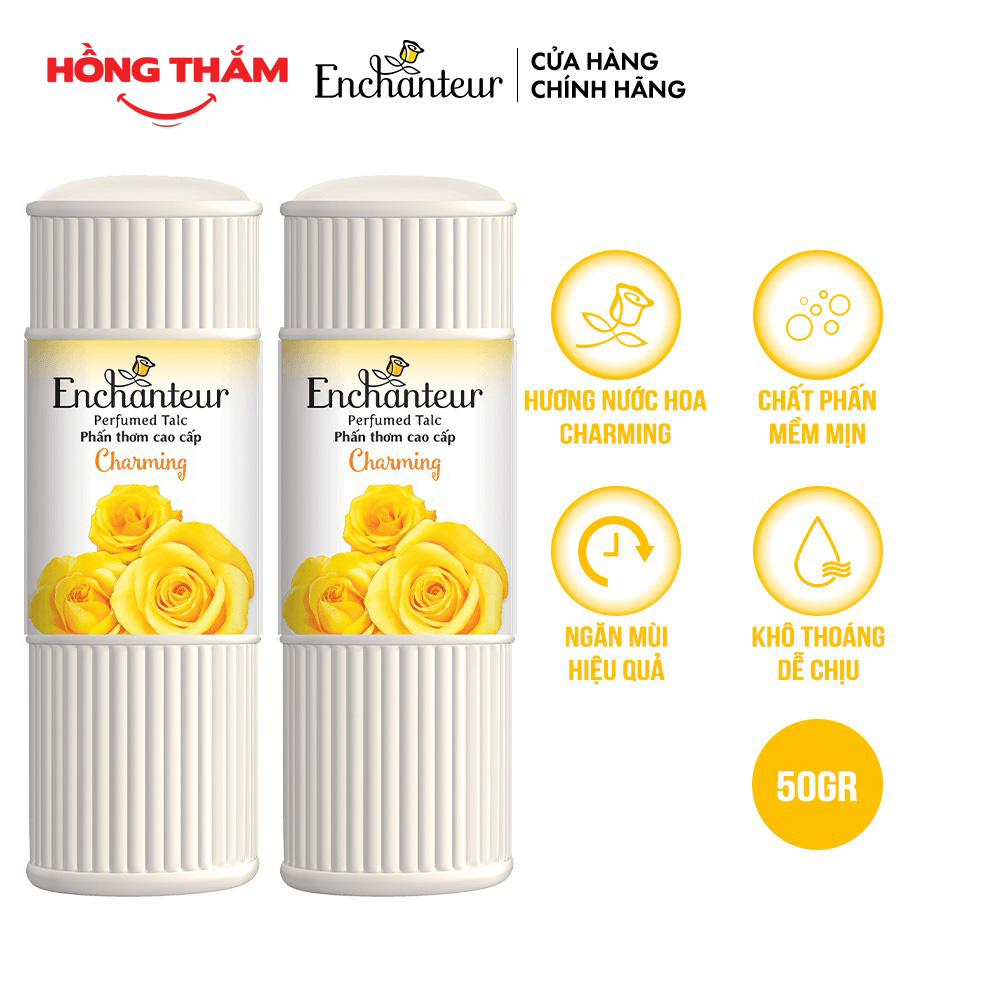 [Combo 2 chai] Phấn thơm cao cấp Enchanteur charming 50g*2 (hongthamshop.com)- PT90
