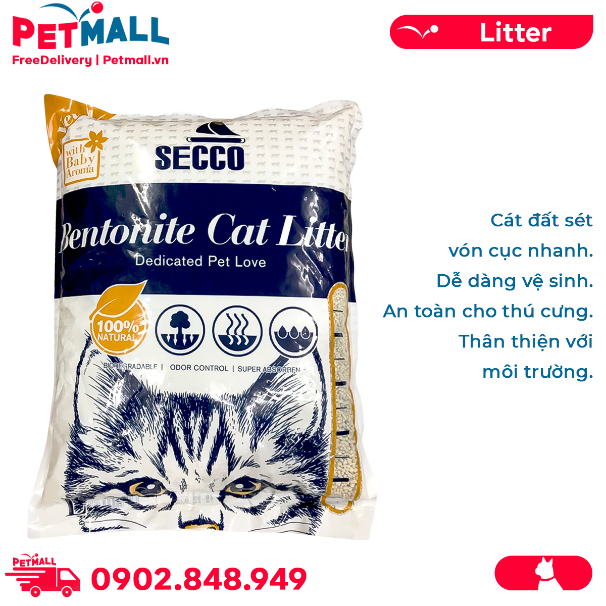 Cát vệ sinh Petsmix Bentonite Cat Litter 30L Petmall