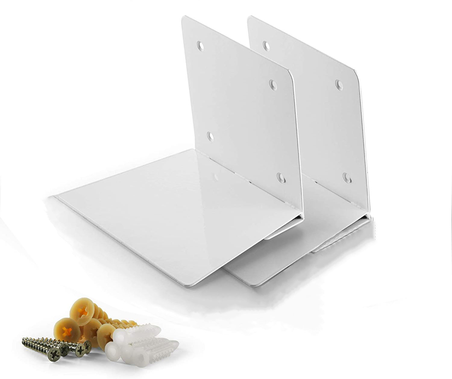 Combo 2 kệ sách nổi vô hình, giá sách kim loại trang trí tường - Màu trắng