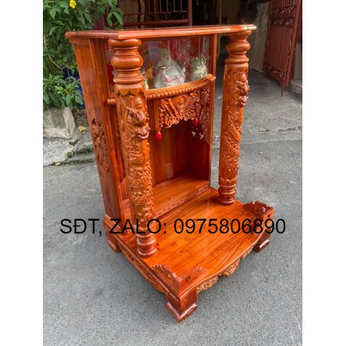 Bàn thờ ông địa xoan hộp đèn , bàn thờ gỗ giá rẻ , bàn thờ thần tài ông địa 61 x 98cm, bàn thờ ông địa