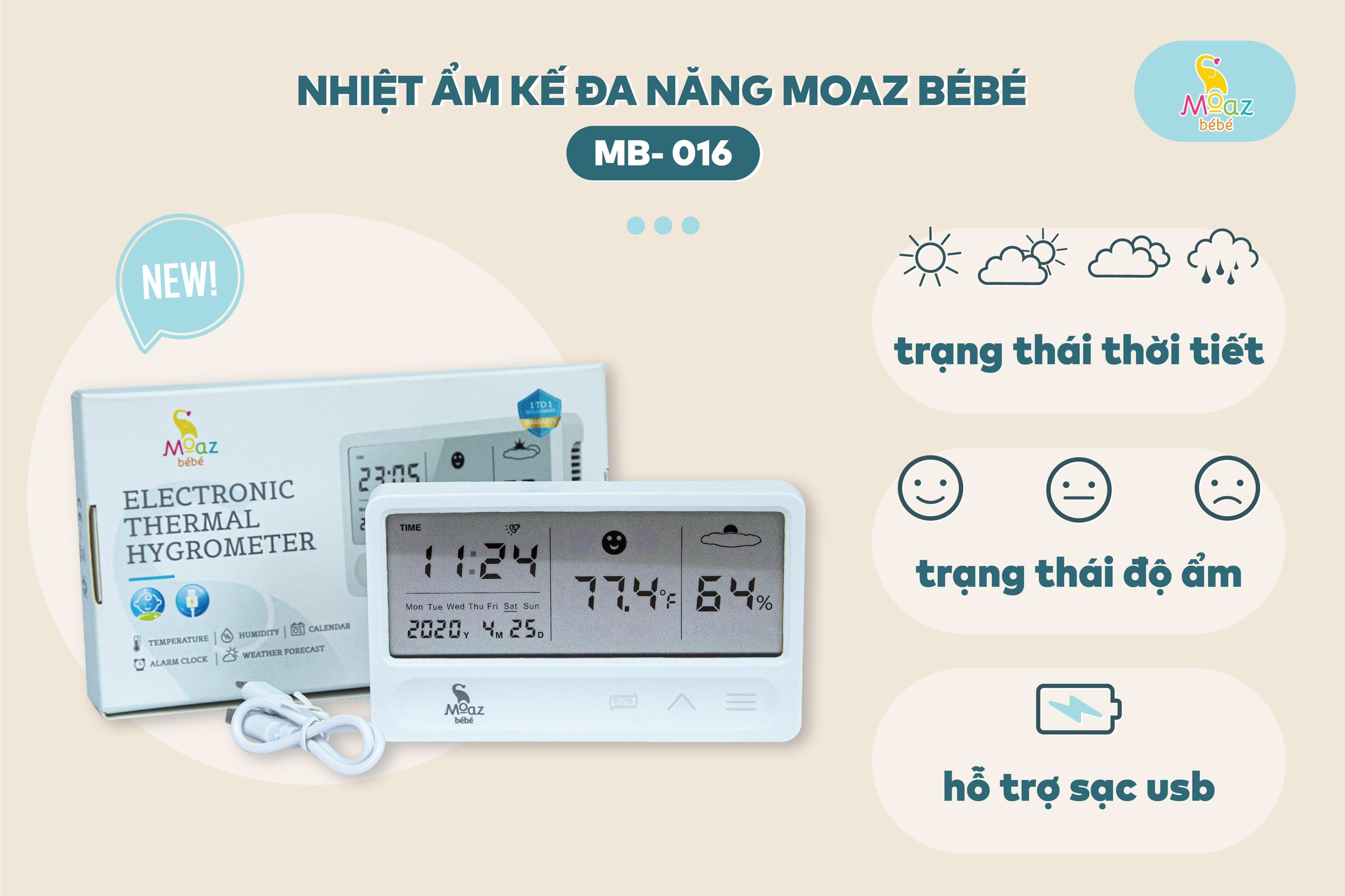 Nhiệt ẩm kế trong nhà Moaz bébé MB016