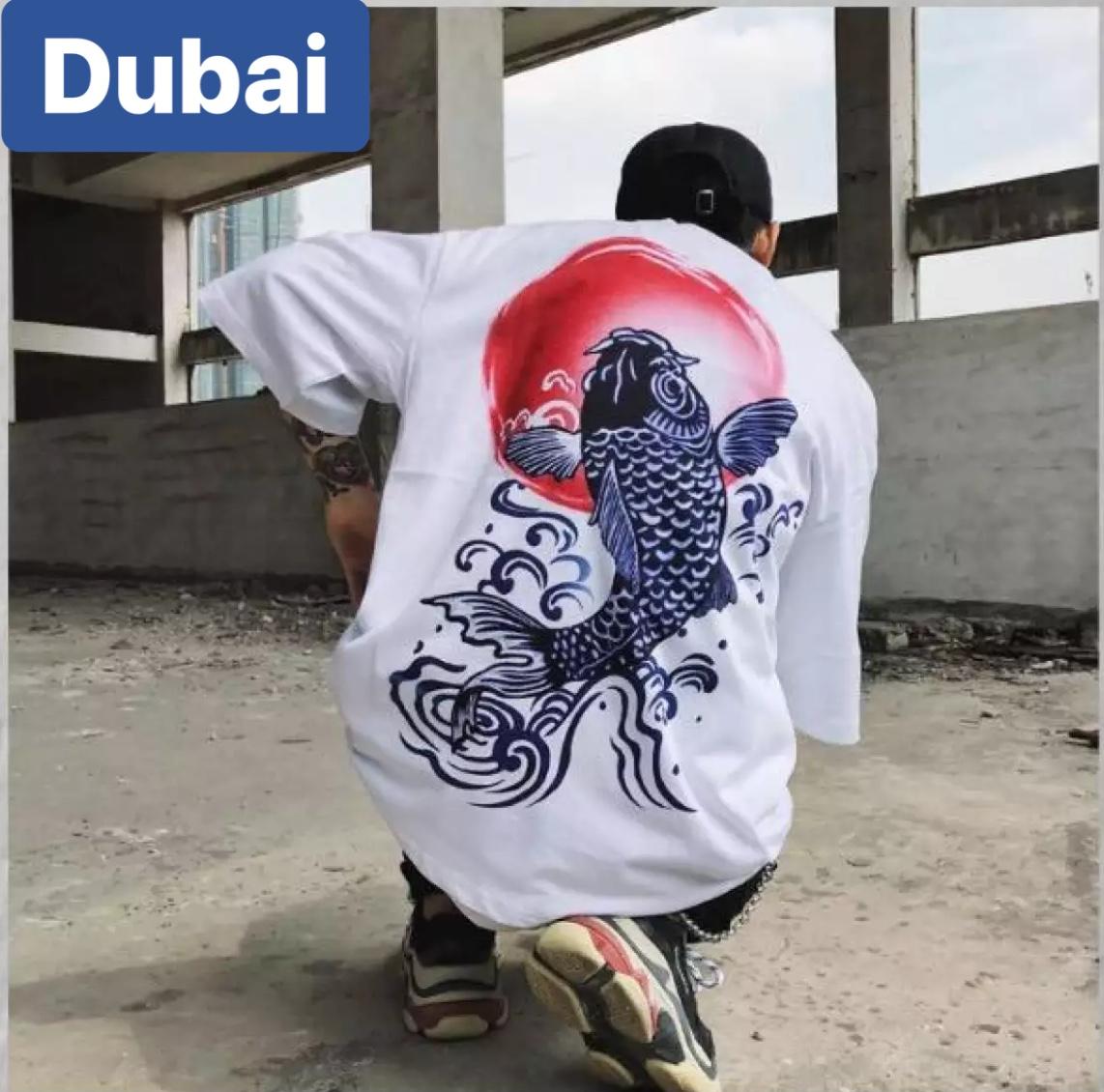 ÁO THUN NAM NỮ CÁ CHÉP MẶT TRỜI FORM RỘNG TAY LỠ HOT TREND MẠNH MẼ SÀNH ĐIỆU VẢI DÀY MIN - DUBAI FASHION