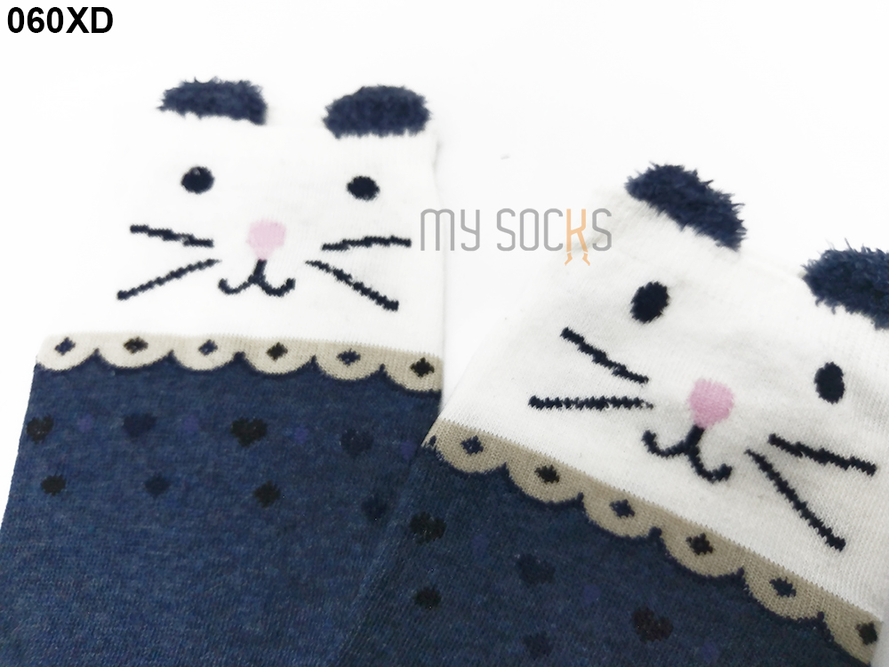Vớ nữ cotton mèo 3D cổ thấp
