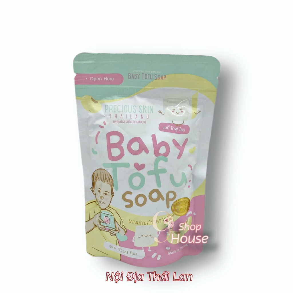 01 cục xà bông trắng da baby tofu soap precious skin thailan