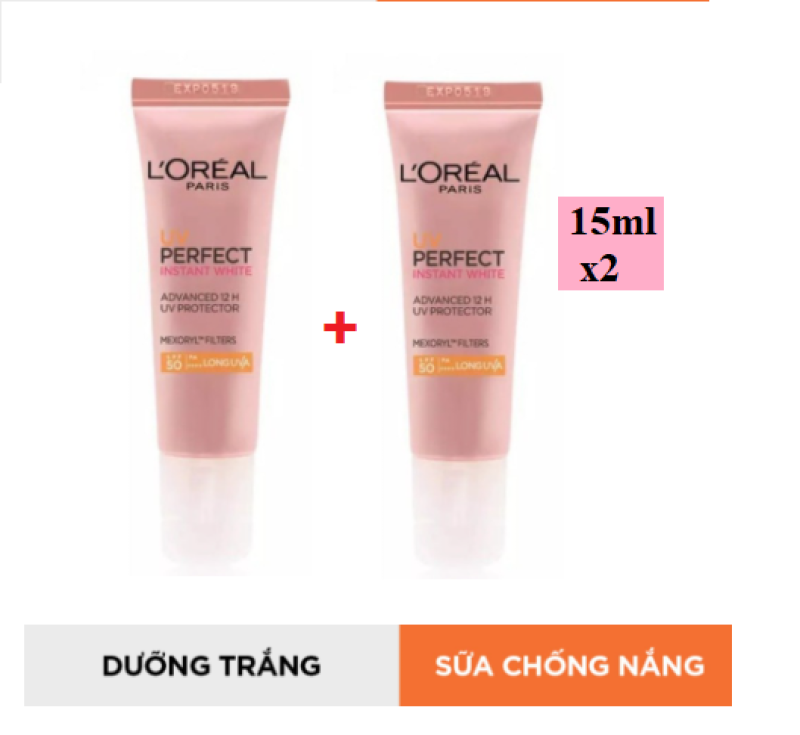 (Combo 2chaix15ml) Kem chống nắng dưỡng da trắng sáng tức thì LOreal UV Perfect Instant White SPF50 PA++++ nhập khẩu