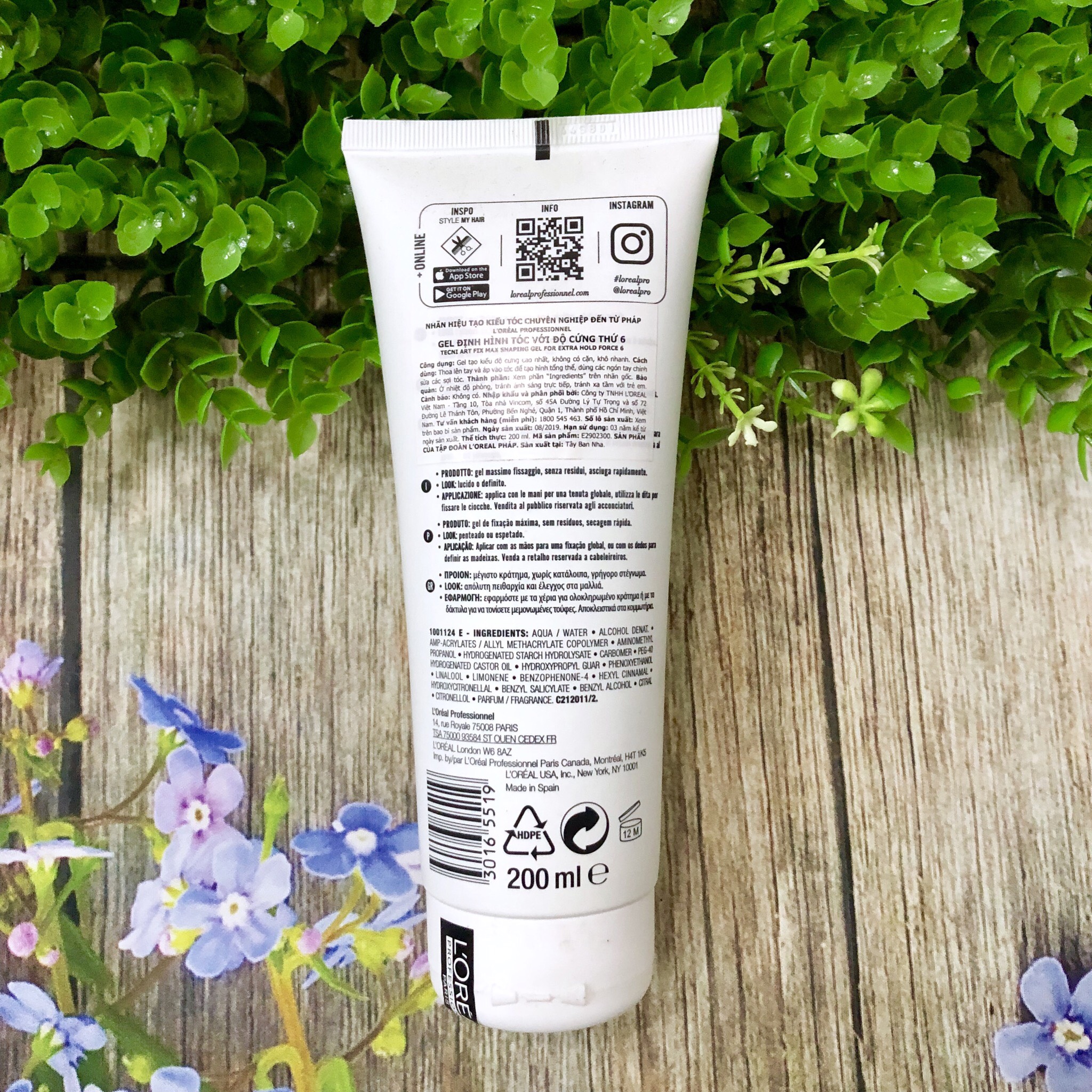 Gel vuốt tóc cứng L’Oréal Tecni.Art Fix Max Force 6 Extra Hold 200ml (SPAIN)