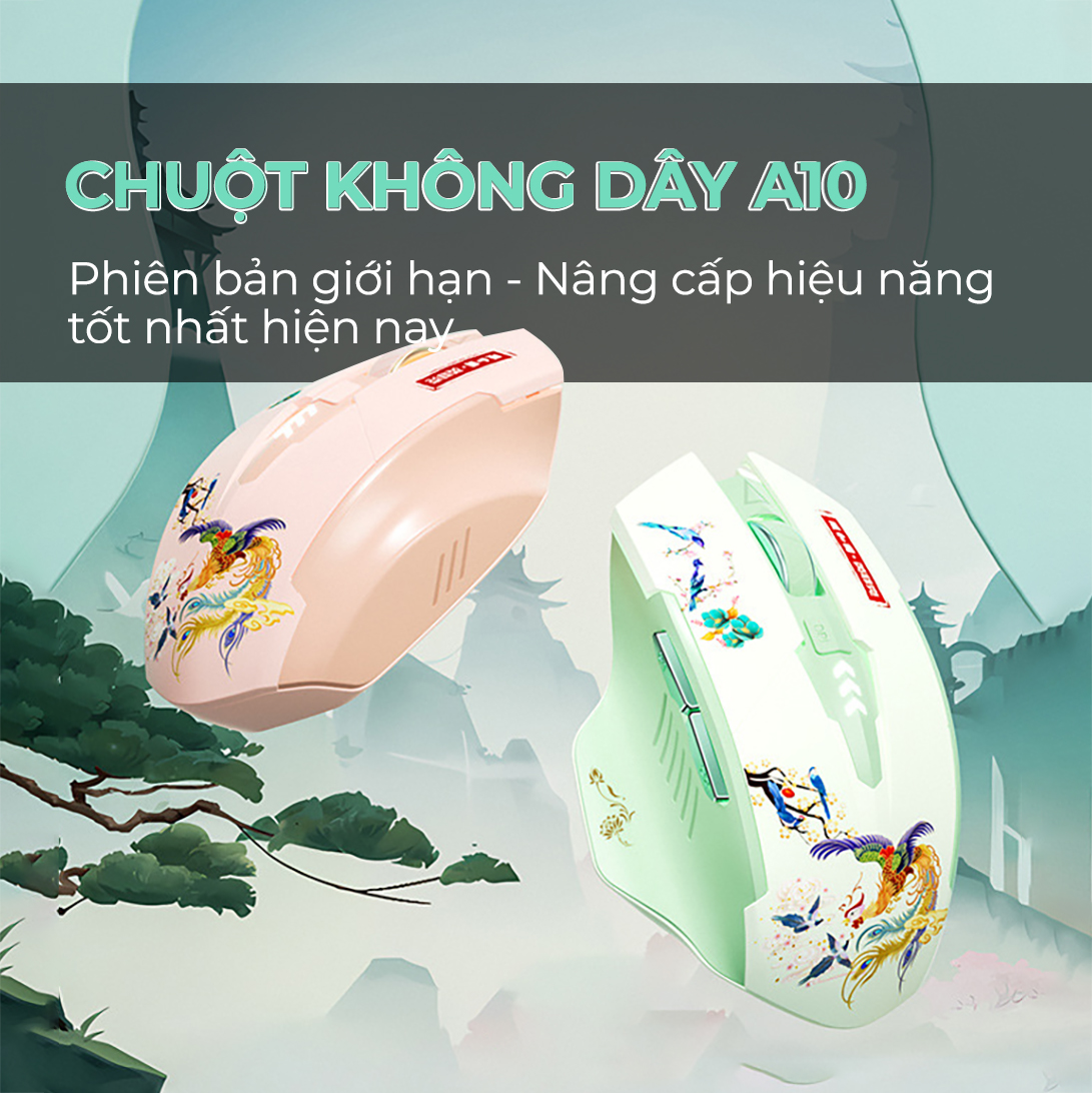 Chuột không dây bluetooth sạc pin SIDOTECH A10 Tết silent giới hạn gaming 6 nút bấm pin 3 tháng 5 mức điều chỉnh DPI tốc độ phản hồi cao công thái học chống mỏi tay cho laptop máy tính - Hàng chính hãng