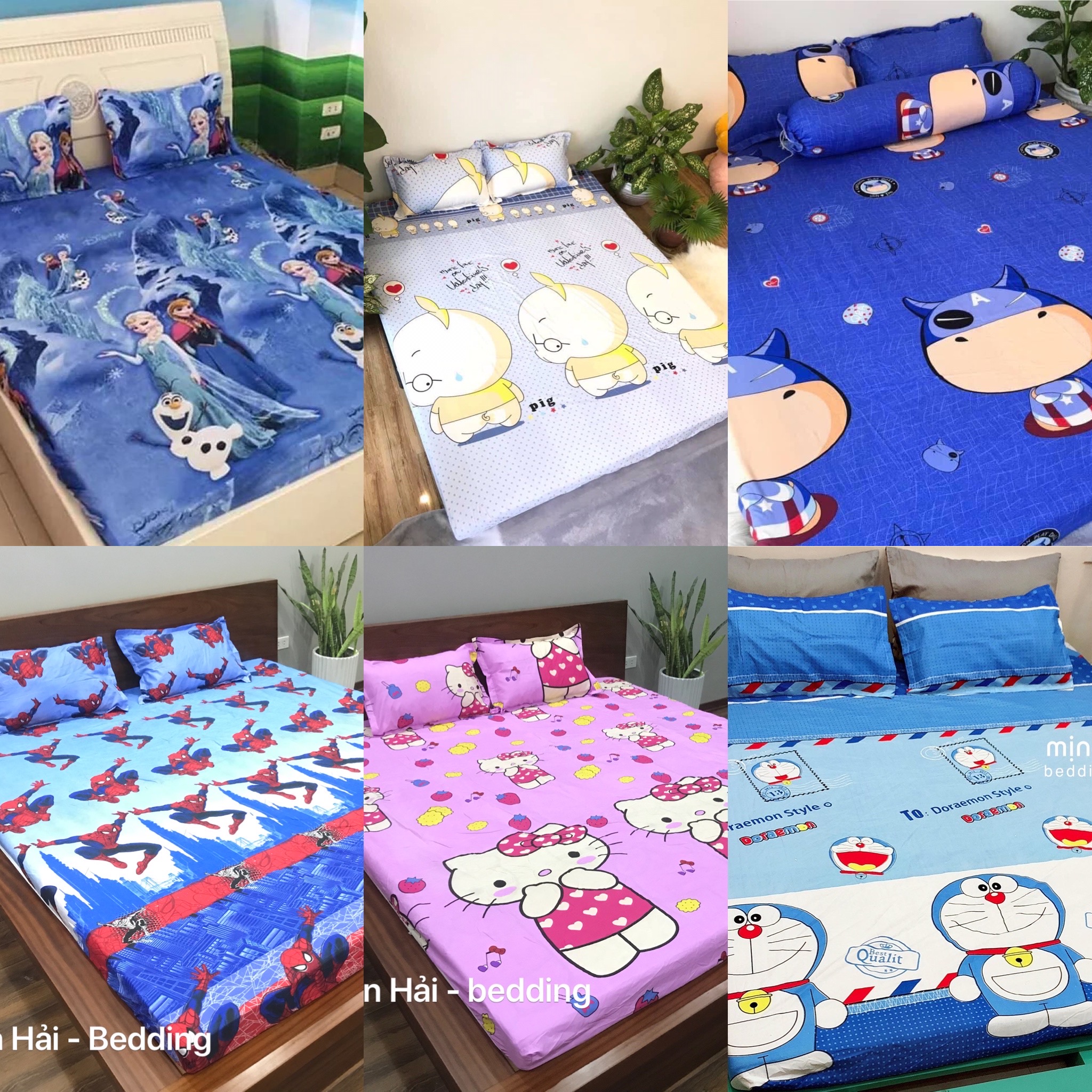 [Nhiều màu - Đủ kích thước - Được chọn mẫu] Bộ ga gối - Set ga gối - Ga chun bọc và 2 vỏ gối cotton Việt Nam hoạ tiết cho bé yêu.