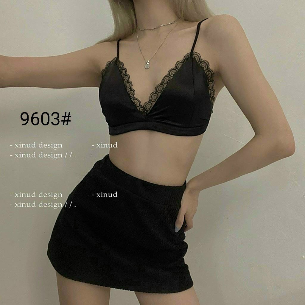 Áo kiểu 2 dây bra lụa viền ren cực xinh , chất phi lụa mềm mịn