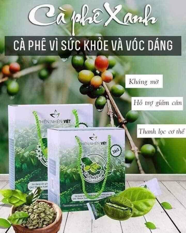 Cà phê xanh kháng mỡ thiên nhiên Việt 100% chính hãng hộp 30 gói