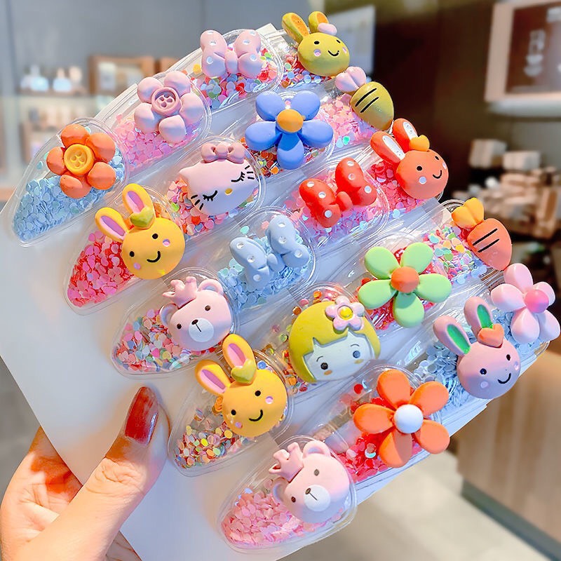 Set 5 kẹp tóc kim tuyến lấp lánh cho bé siêu yêu