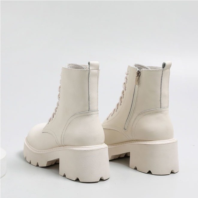 Platform Combat boots - Boots da bò nữ